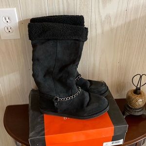 Black suede boots